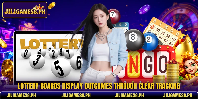 Lottery boards display outcomes through clear tracking